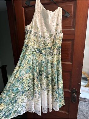 danny & nicole sleeveless lace floral fit & flare dress Danny & Nicole | Dresses | Danny And Nicole Womens Navy Blue 6p Lace Dress  Fit Flare Zipper Sleeveless
